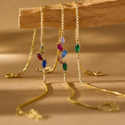 Personalized Family Birthstone Bracelet With 1-10 Birthstones Christmas Gift Ideas