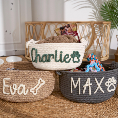 Personalized Handmade Basket with Name,Household Storage Basket.