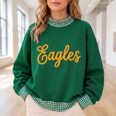 Custom Chenille Embroidered Team Spirit Shirt Sweatshirt For Game Day Gift