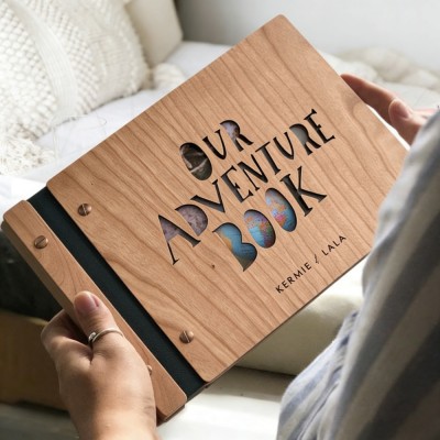 Our Adventure Book Personalized Wood Photo Album For Christmas Valentine's Day Anniversary Gift Ideas