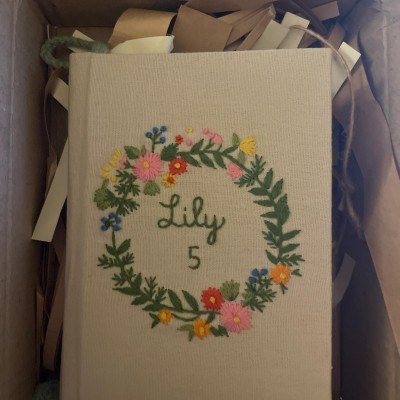 Personalized Hand Embroidered Notebook Fabric Journal with Name Valentine’s Day Gift