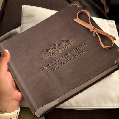 Our Adventure Book Personalized Leather Travel Photo Album For Christmas Valentine's Day Anniversary Gift Ideas