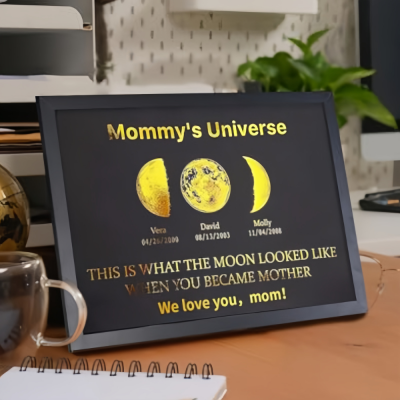 Personalized Moon Phase Wood Frame Family Gifts Mother's Day Gift