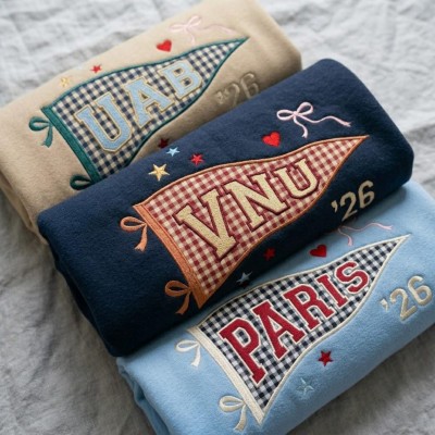 Custom Embroidered School Spirit Gingham Shirt Sweatshirt For Game Day Gift