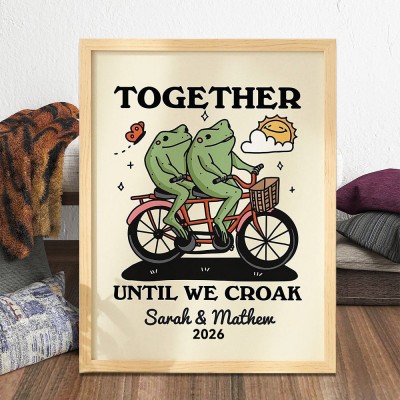 Personalized Frog Illustration Retro Couple Print Unique Engagement Gifts Valentine's Day Gifts for Couple Anniversary Gift