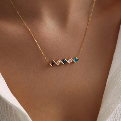 Custom Family Birthstone Necklace With 1-12 Birthstones Christmas Gift Ideas