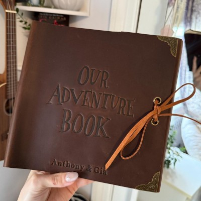 Our Adventure Book Personalized Leather Travel Photo Album For Christmas Valentine's Day Anniversary Gift Ideas