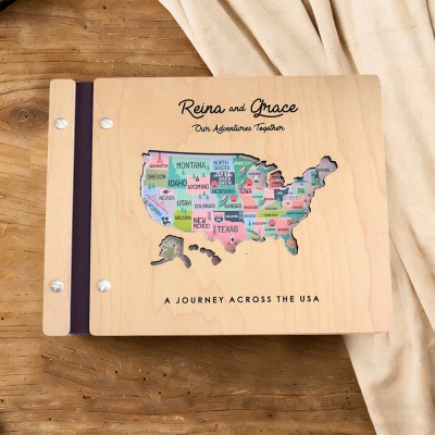 Our Adventure Book Personalized Wood Photo Album For Christmas Valentine's Day Anniversary Gift Ideas