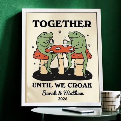 Personalized Frog Illustration Retro Couple Print Unique Engagement Gifts Valentine's Day Gifts for Couple Anniversary Gift