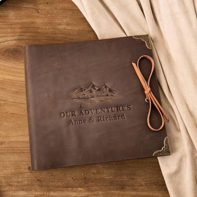Our Adventure Book Personalized Leather Travel Photo Album For Christmas Valentine's Day Anniversary Gift Ideas