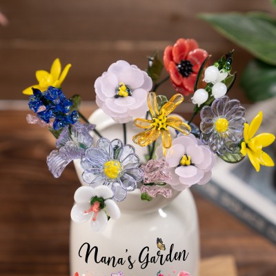 Personalized Nana's Garden Birth Month Flower Vase With Grandkids Name Keepsake Gifts For Mom Grandma