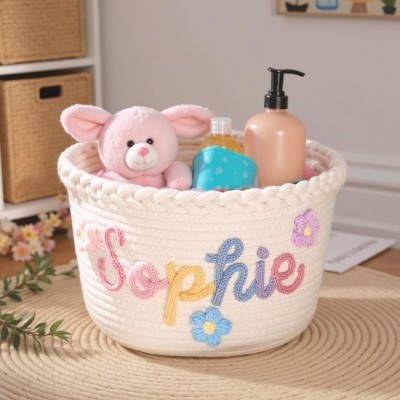 Personalized Handmade Basket with Name,Household Storage Basket.